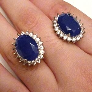 Vintage Silver earrings Sapphire